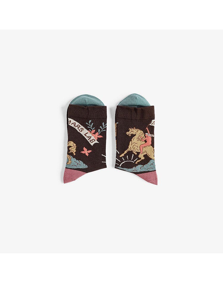Miss June’s｜1 Pair designer cotton socks| Creative| Colorful | Cool | Patterned | Geometric socks| Unisex socks | Casual |Art socks
