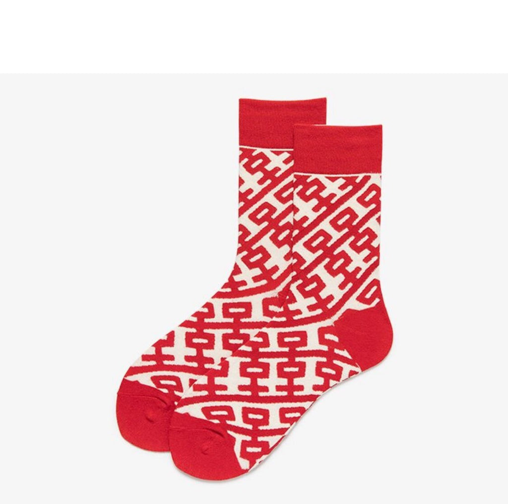 Miss June’s｜1 Pair designer cotton socks| Creative| Colorful | Cool | Patterned | Geometric socks| Unisex socks | Casual |