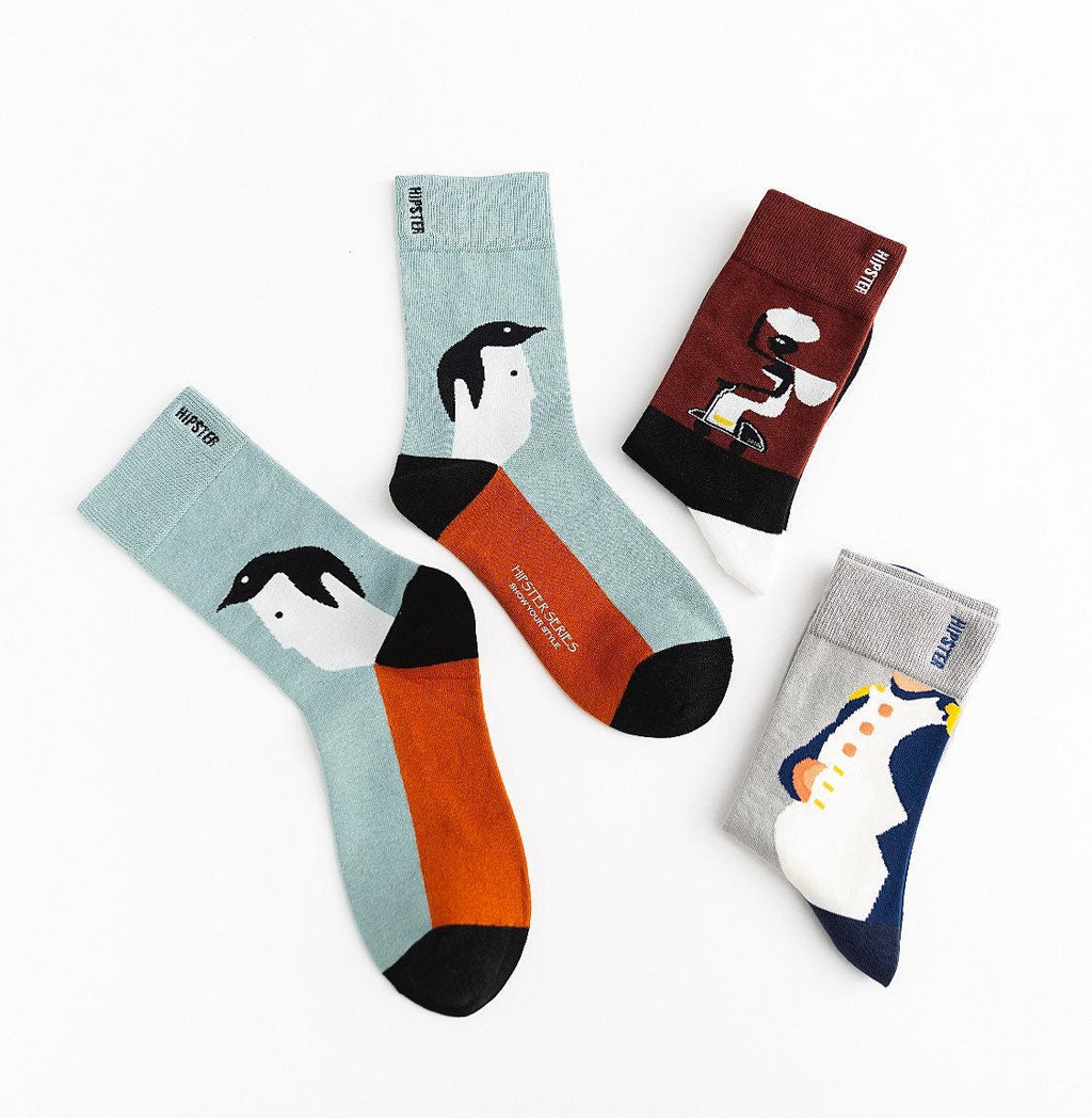 Miss June’s | Set 3 pairs cotton socks｜Creative | Colorful | Cool | Patterned | Designed | Unisex | Gift Idea | Art | Comfort | Women