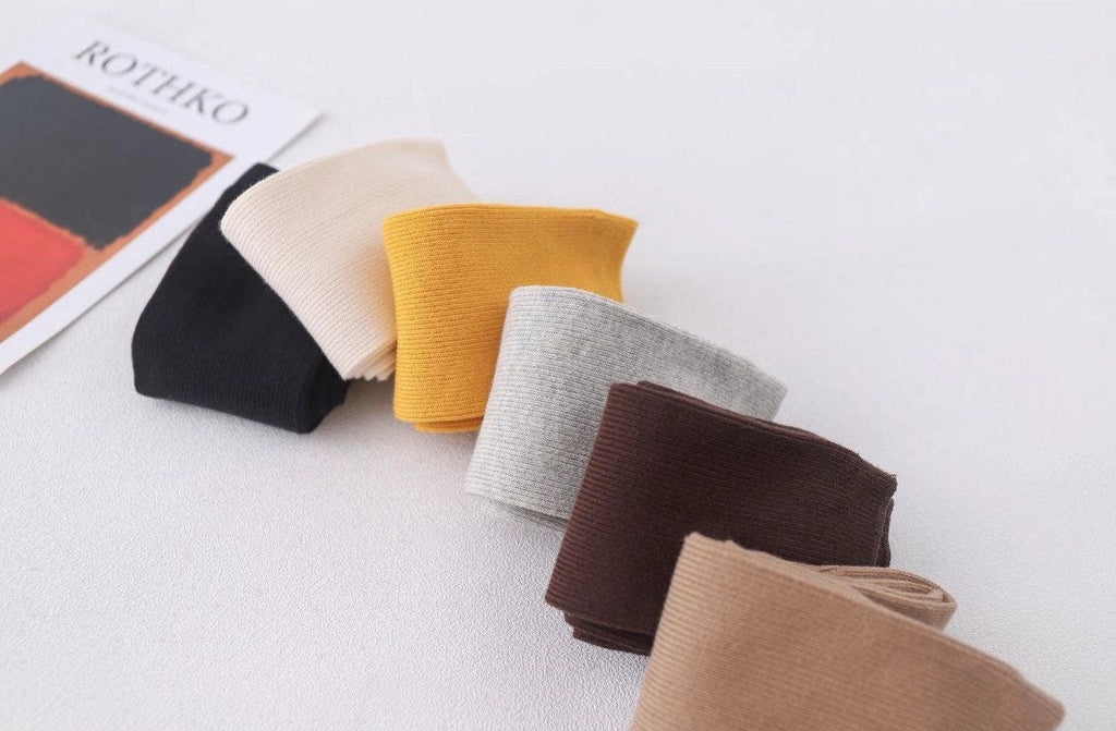 Miss June’s | Women’s | 1 pair cotton socks｜Daily | Natural | Soft | Designed | Solid color | Gift Idea | Casual | Stylish | Comfortable