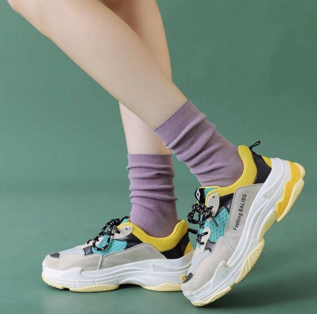 Miss June’s | Women’s | 1 pair cotton socks｜Daily | Natural | Soft | Designed | Solid color | Gift Idea | Casual | Stylish | Comfortable