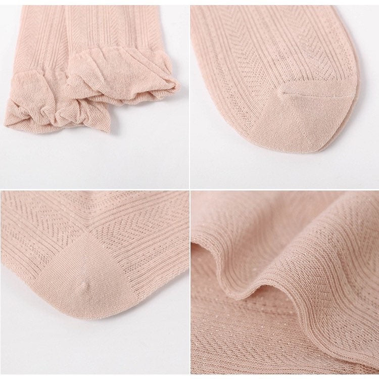 Miss June’s | Women’s | 1 pair cotton lace socks｜Daily | Natural | Soft |  | Solid color | Gift Idea | Casual | Comfortable | summer | Light