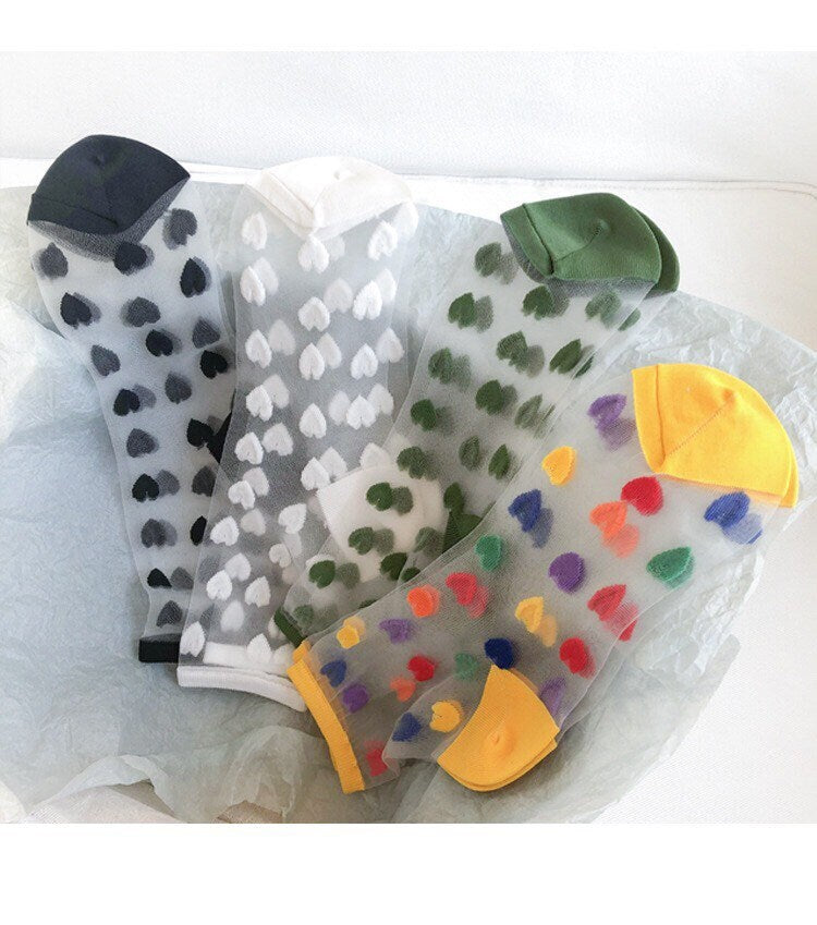 Miss June’s | Women’s Glass Silk-like Transparent socks | Cute | Colorful | Summer | Designed | Gift Idea | Casual | Comfortable |