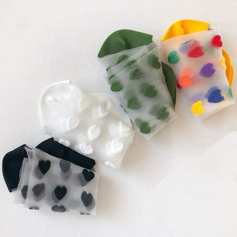 Miss June’s | Women’s Glass Silk-like Transparent socks | Cute | Colorful | Summer | Designed | Gift Idea | Casual | Comfortable |