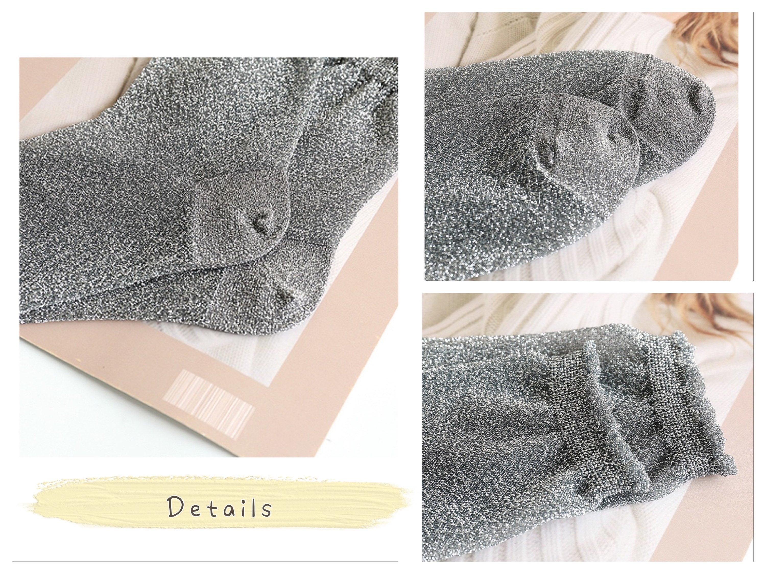 Miss June’s | Women’s Metallic Glass Silk-like Transparent socks | Cute | Colorful | Summer | Designed | Gift Idea | Casual | Comfortable