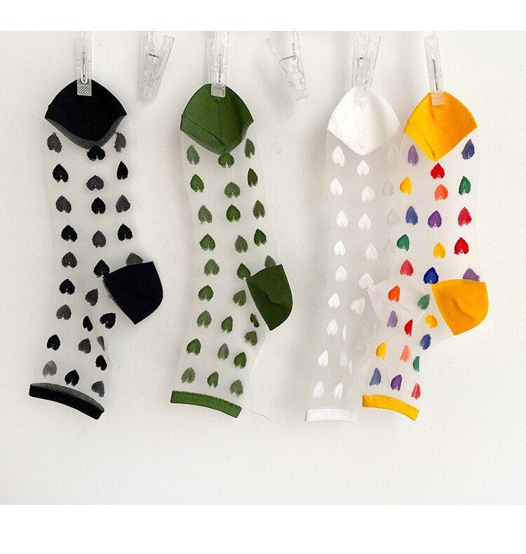 Miss June’s | Women’s Glass Silk-like Transparent socks | Cute | Colorful | Summer | Designed | Gift Idea | Casual | Comfortable |