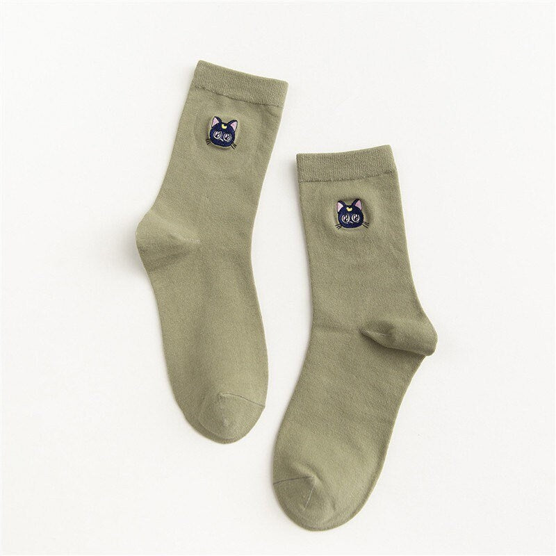 Miss June’s | Women’s | 1 Pair of cotton socks｜Creative | Embroidered | Cool | Patterned | Designed | Gift Idea | Casual | Comfortable