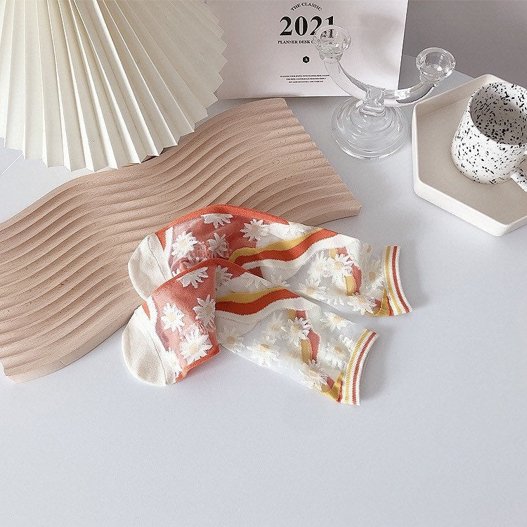 Miss June’s | Women’s Glass Silk-like Transparent socks | Cute | Colorful | Summer | Patterned | Gift Idea | Casual | Comfortable |Art|