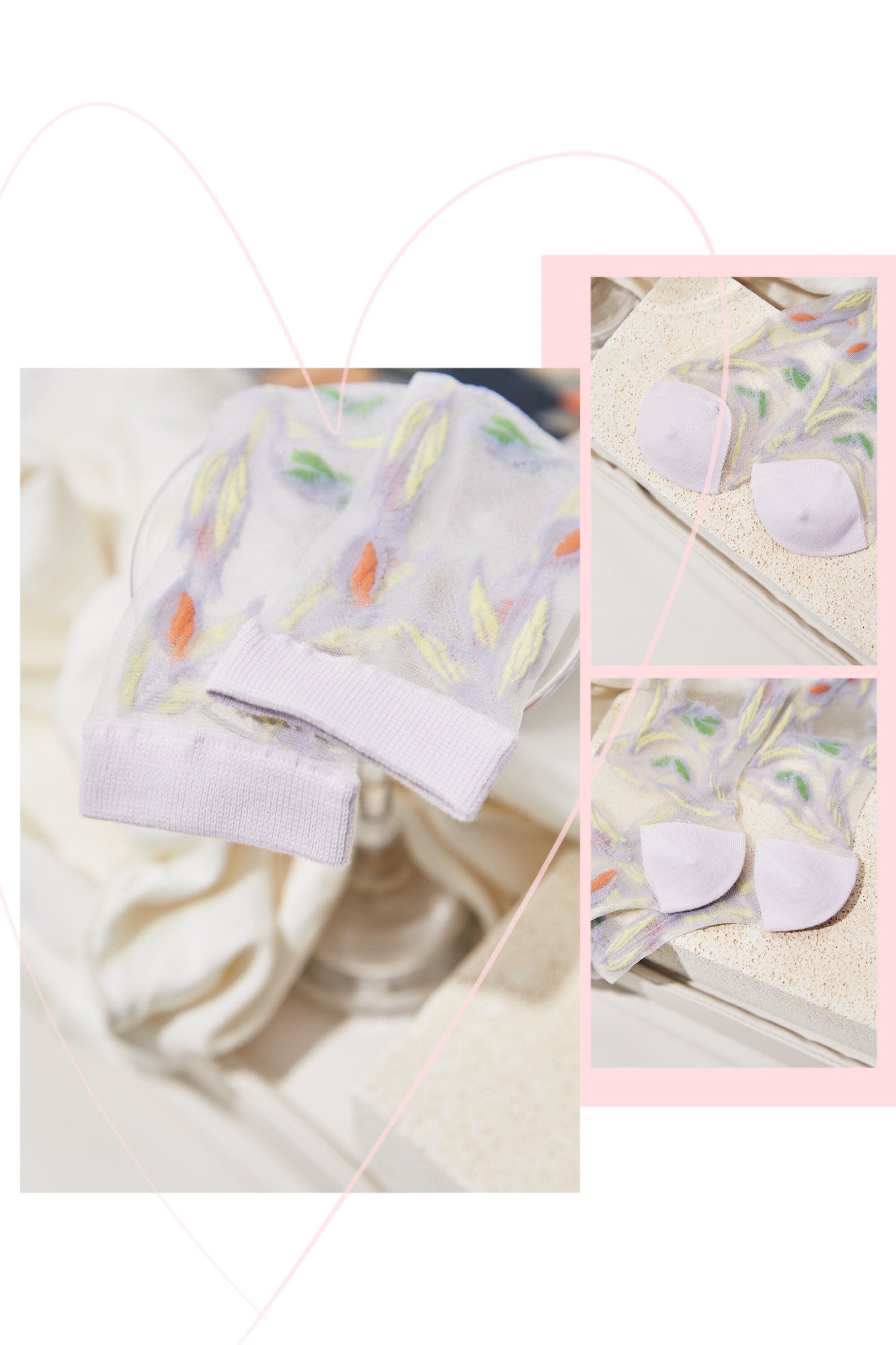 Miss June’s | Women’s Glass Silk-like Transparent socks | Cute | Colorful | Summer | Patterned | Gift Idea | Casual | Comfortable |Art|