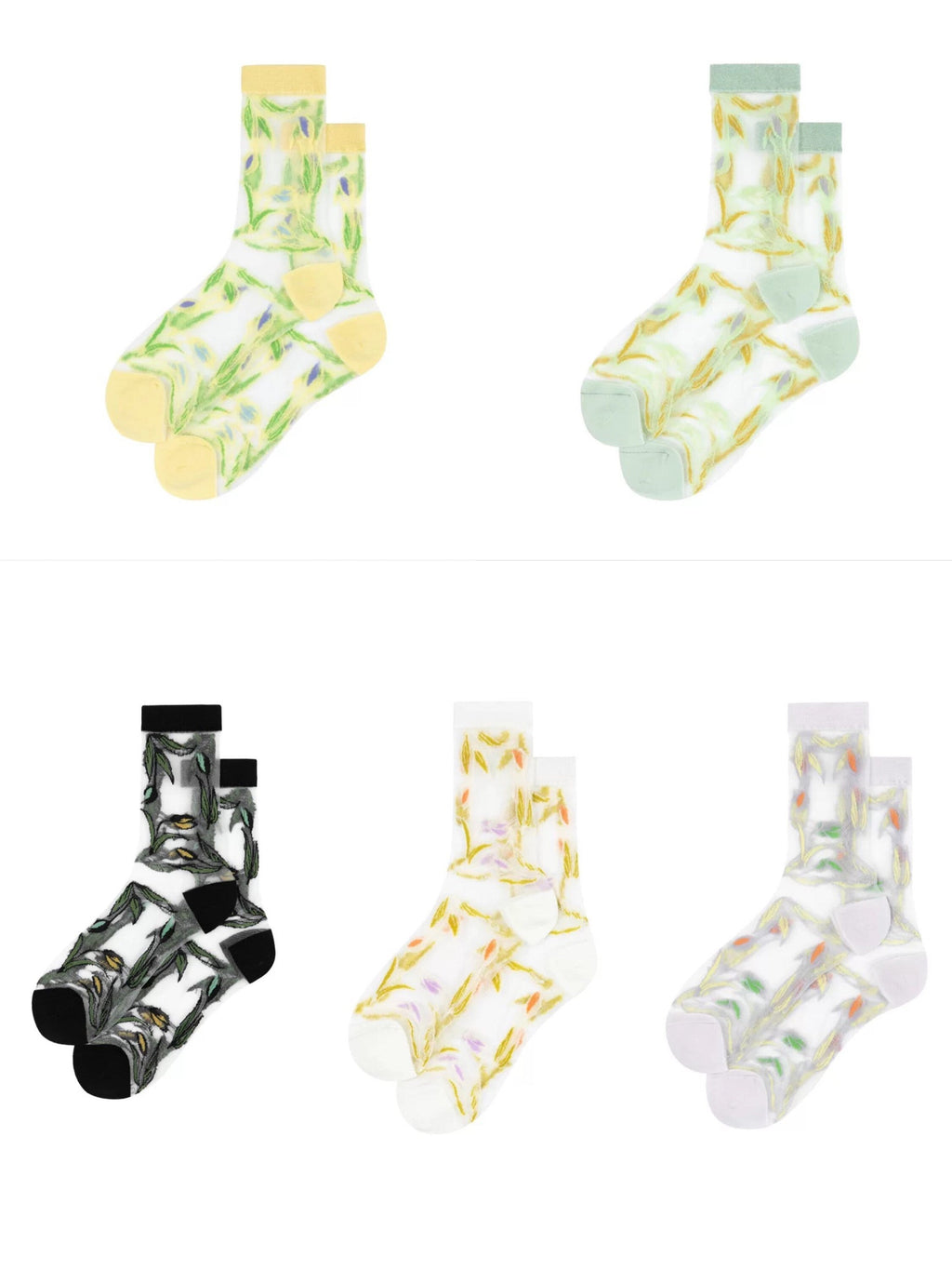 Miss June’s | Women’s Glass Silk-like Transparent socks | Cute | Colorful | Summer | Patterned | Gift Idea | Casual | Comfortable |Art|