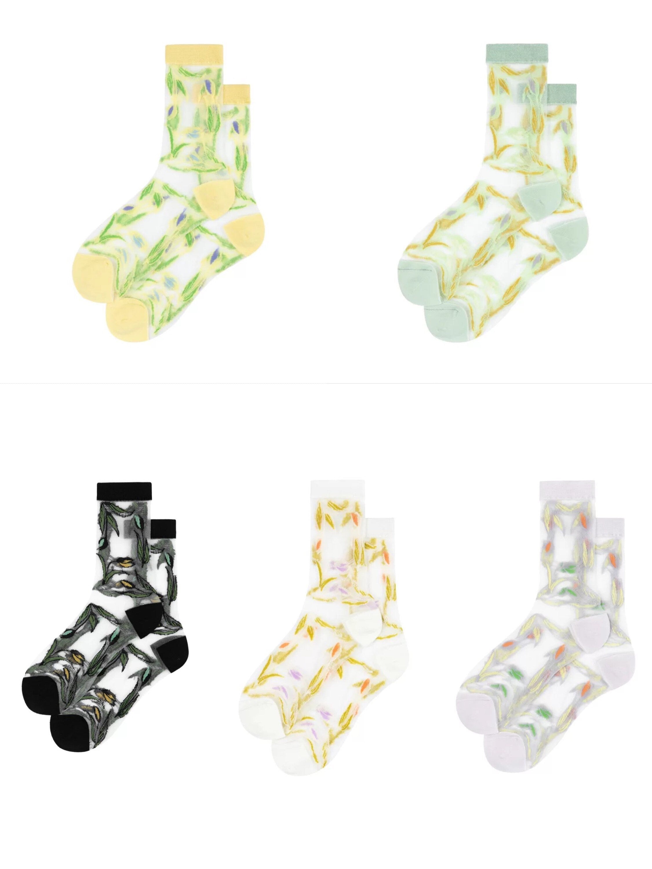 Miss June’s | Women’s Glass Silk-like Transparent socks | Cute | Colorful | Summer | Patterned | Gift Idea | Casual | Comfortable |Art|