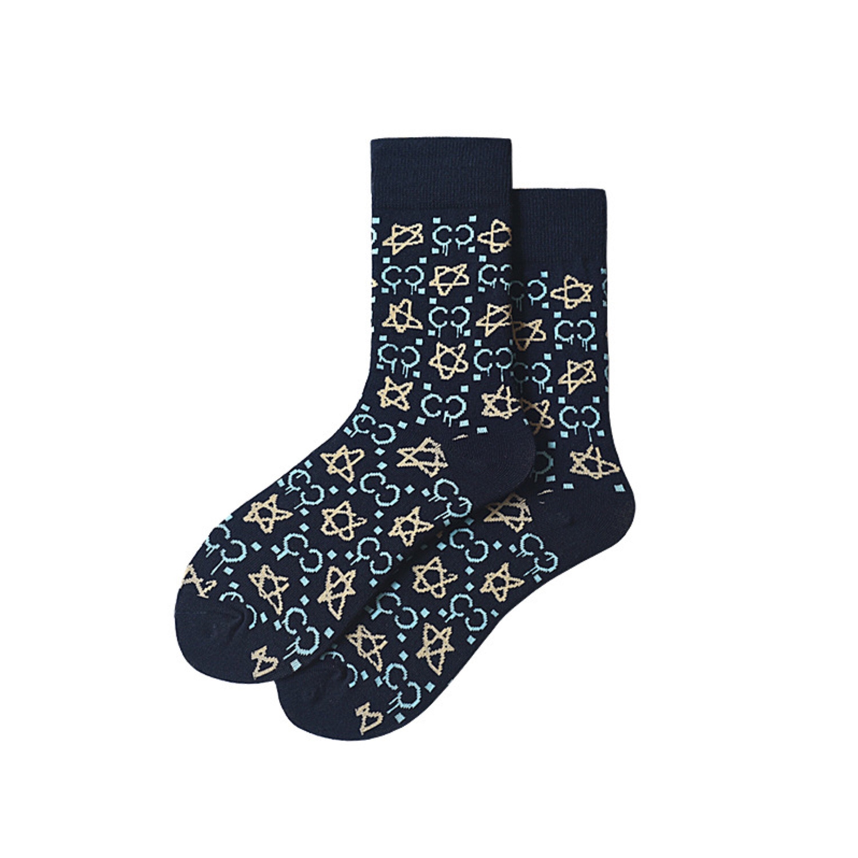 Miss June’s｜1 Pair designer cotton socks| Creative| Colorful | Cool | Patterned | Geometric socks| Unisex socks | Casual |