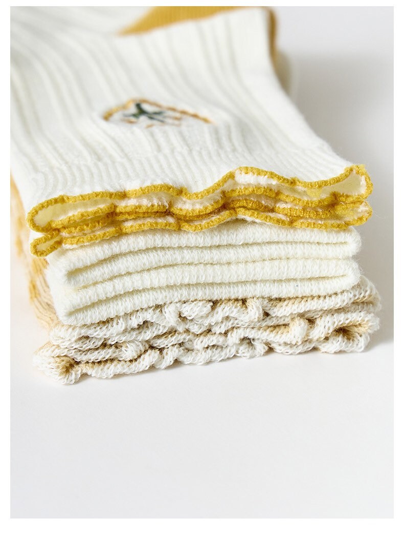 Miss June’s | Set of 3 pairs cotton socks | Cute | Pink | daily | Patterned | Designed | Women | Gift Idea | Casual | Stylish | Comfortable