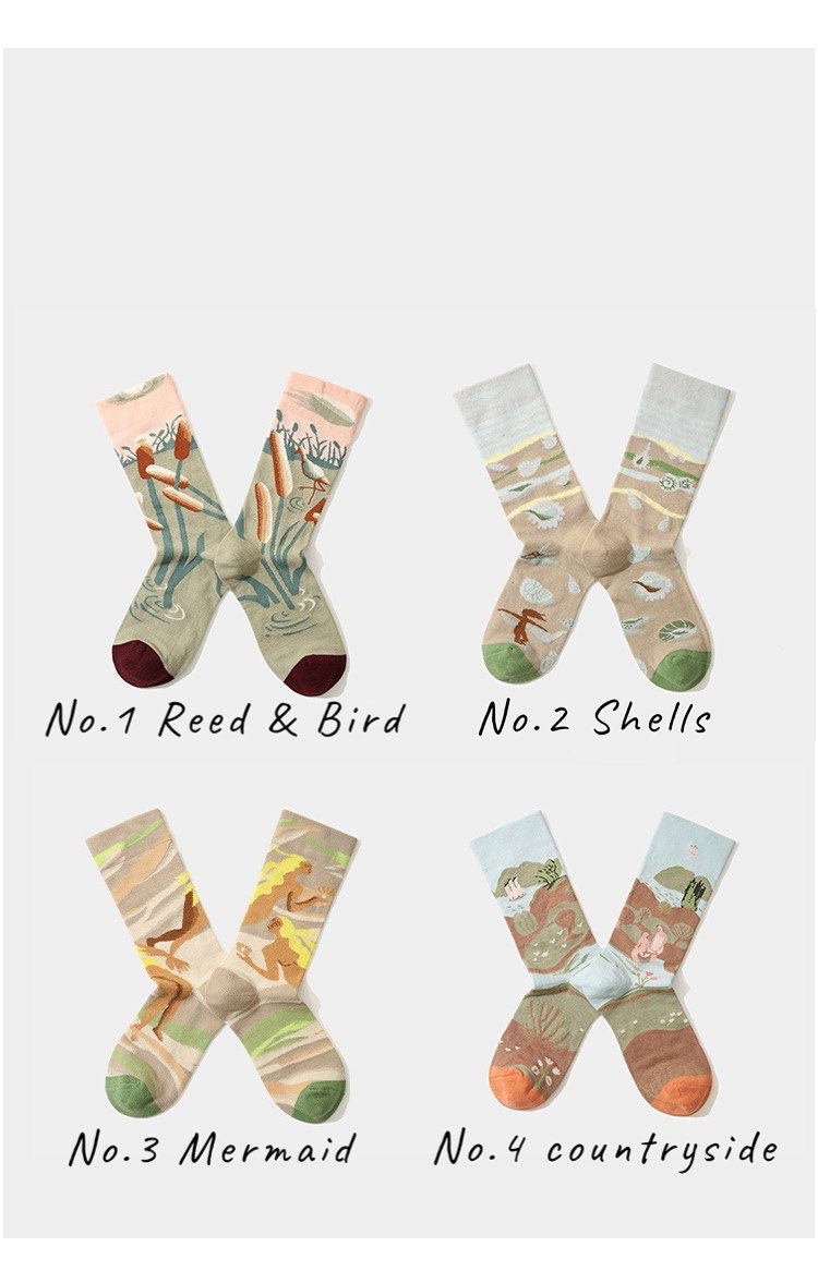 Miss June’s| 1 pair | women’s cotton socks | | Cool | Creative | Cute | Colorful | Patterned| Art socks | Abstract | Gift Idea |Casual|