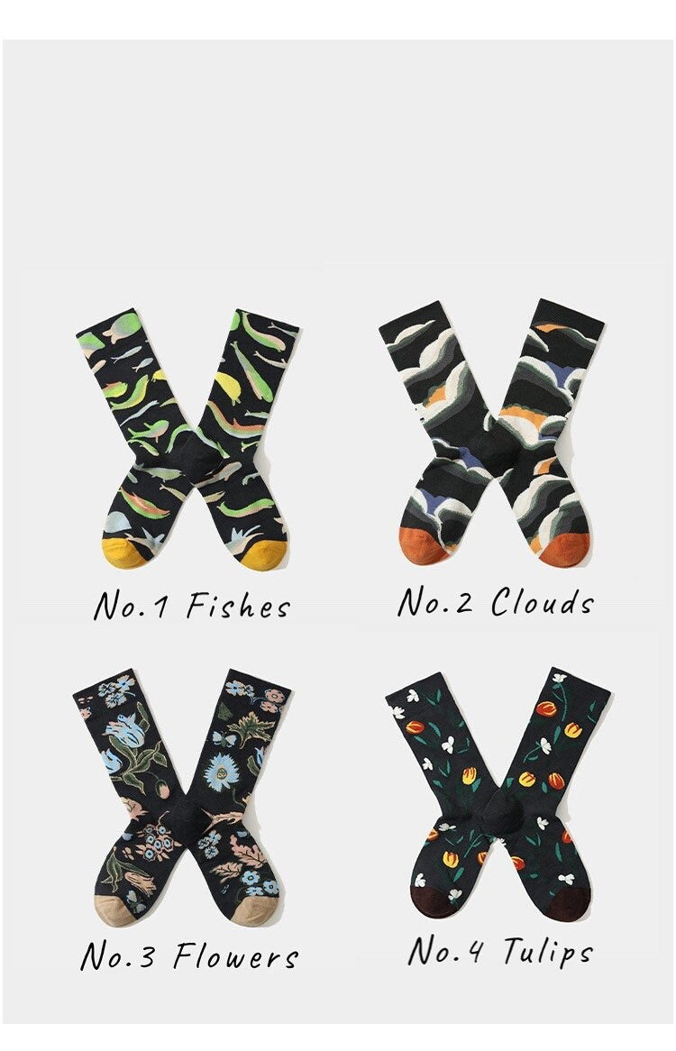 Miss June’s| 1 pair | women’s cotton socks | | Cool | Creative | Cute | Colorful | Patterned| Art socks | Abstract | Gift Idea |Casual|