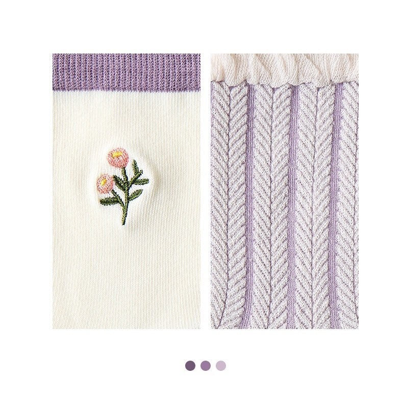 Miss June’s | Set of 3 pairs cotton socks | Cute | Pink | daily | Patterned | Designed | Women | Gift Idea | Casual | Stylish | Comfortable