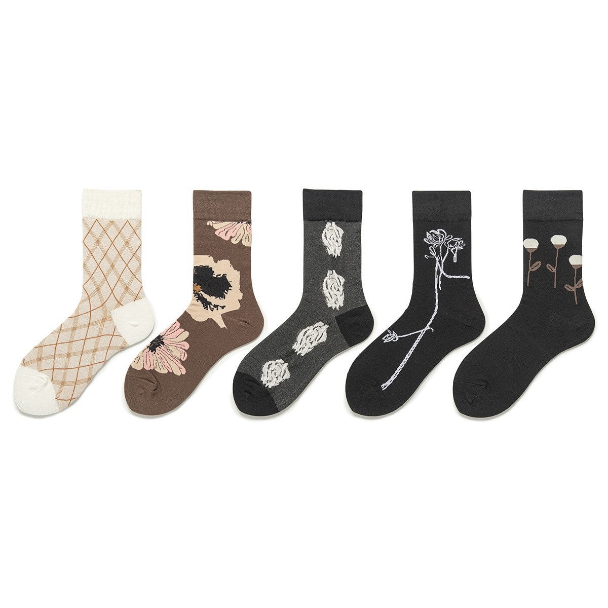 Miss June’s｜1 Pair designer cotton socks| Creative| Colorful | Cool | Patterned | Geometric socks| Unisex socks | Casual |