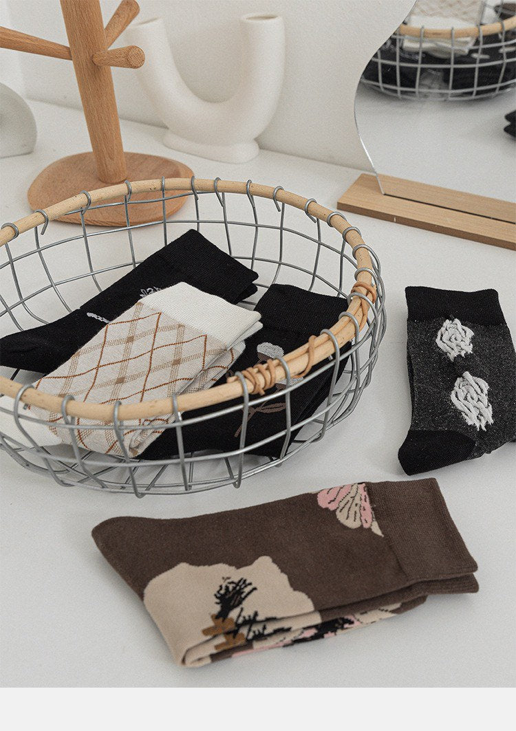 Miss June’s｜1 Pair designer cotton socks| Creative| Colorful | Cool | Patterned | Geometric socks| Unisex socks | Casual |