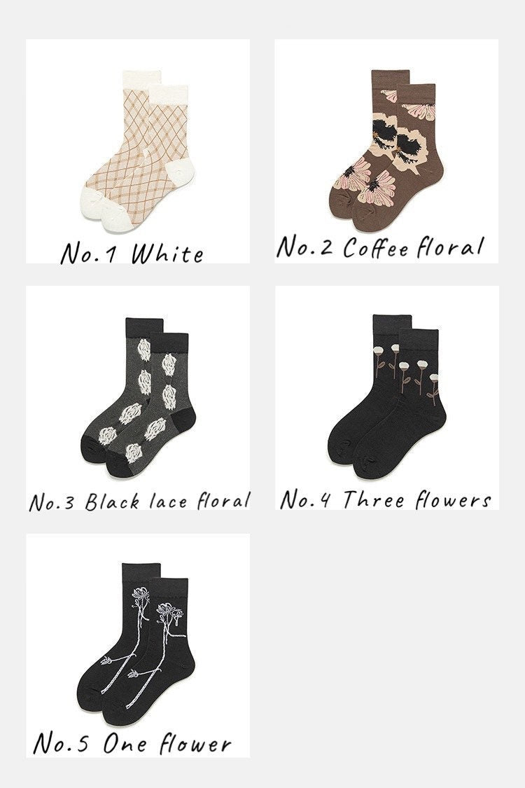 Miss June’s｜1 Pair designer cotton socks| Creative| Colorful | Cool | Patterned | Geometric socks| Unisex socks | Casual |