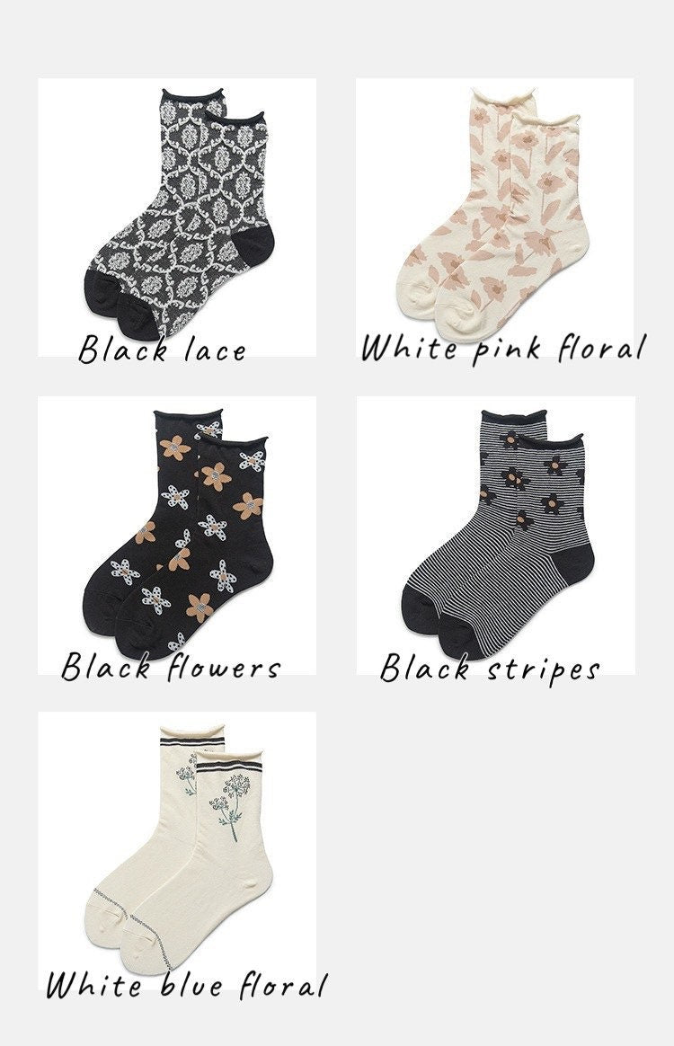 Miss June’s｜1 Pair designer cotton socks| Creative| Colorful | Cool | Patterned | Geometric socks| Unisex socks | Casual |