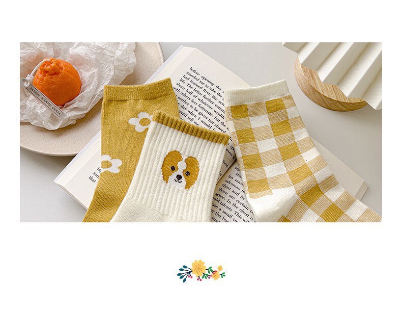 Miss June’s | Set of 3 pairs cotton socks | Cute | Pink | daily | Patterned | Designed | Women | Gift Idea | Casual | Stylish | Comfortable