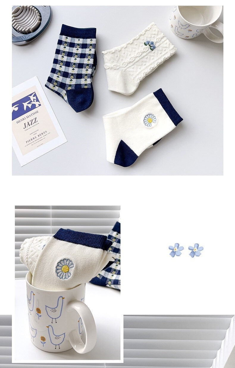 Miss June’s | Set of 3 pairs cotton socks | Cute | Pink | daily | Patterned | Designed | Women | Gift Idea | Casual | Stylish | Comfortable