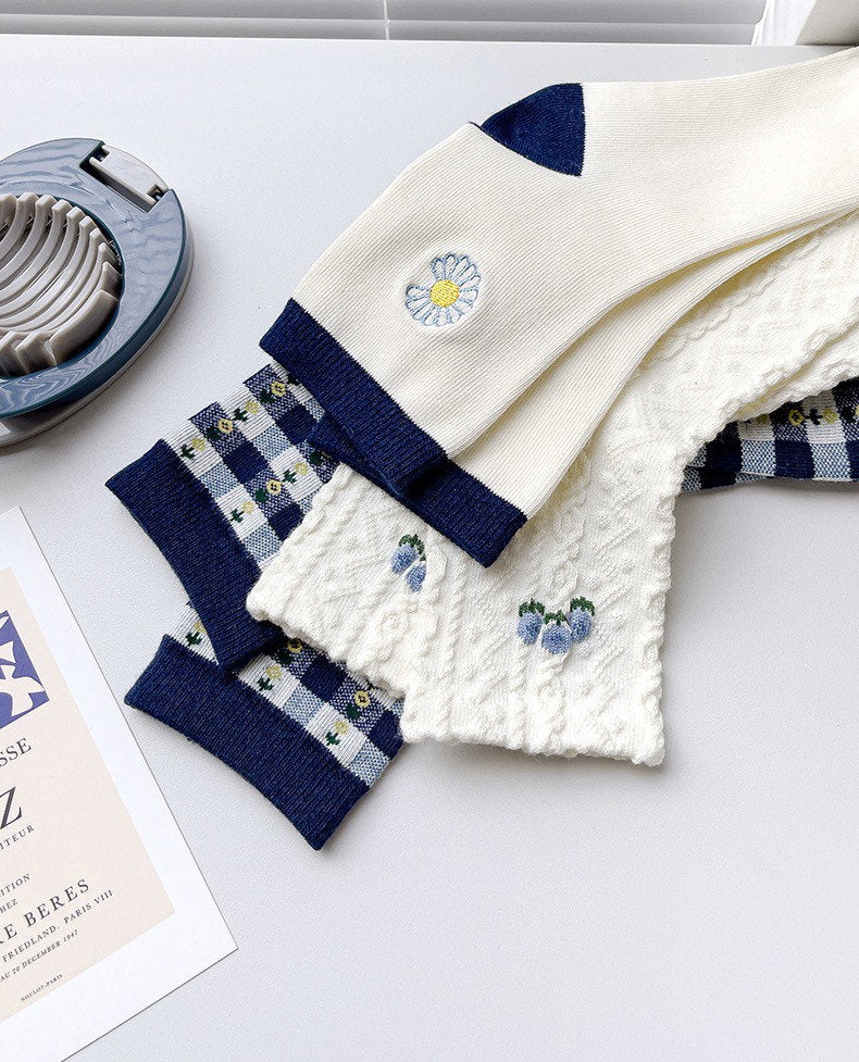 Miss June’s | Set of 3 pairs cotton socks | Cute | Pink | daily | Patterned | Designed | Women | Gift Idea | Casual | Stylish | Comfortable