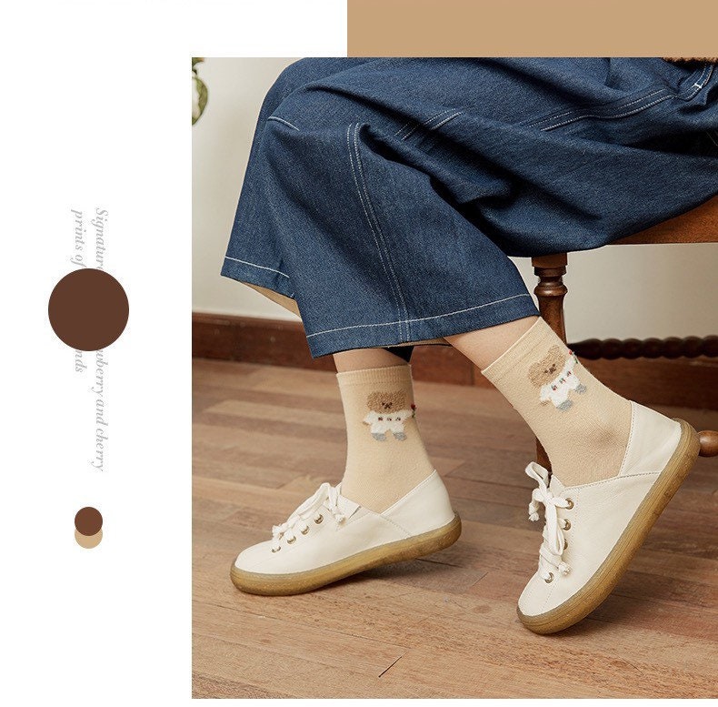 Miss June’s | Set of 3 pairs cotton socks | Cute | Pink | daily | Patterned | Designed | Women | Gift Idea | Casual | Stylish | Comfortable