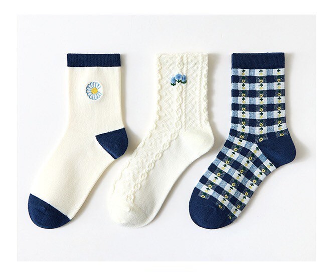 Miss June’s | Set of 3 pairs cotton socks | Cute | Pink | daily | Patterned | Designed | Women | Gift Idea | Casual | Stylish | Comfortable