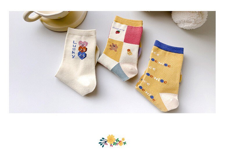 Miss June’s | Set of 3 pairs cotton socks | Cute | Pink | daily | Patterned | Designed | Women | Gift Idea | Casual | Stylish | Comfortable