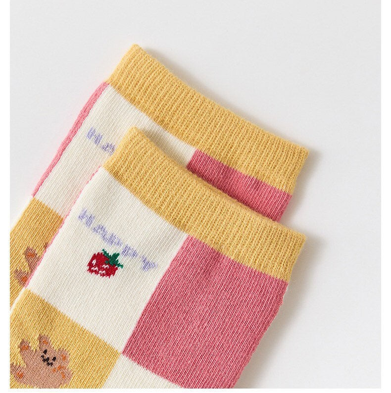 Miss June’s | Set of 3 pairs cotton socks | Cute | Pink | daily | Patterned | Designed | Women | Gift Idea | Casual | Stylish | Comfortable