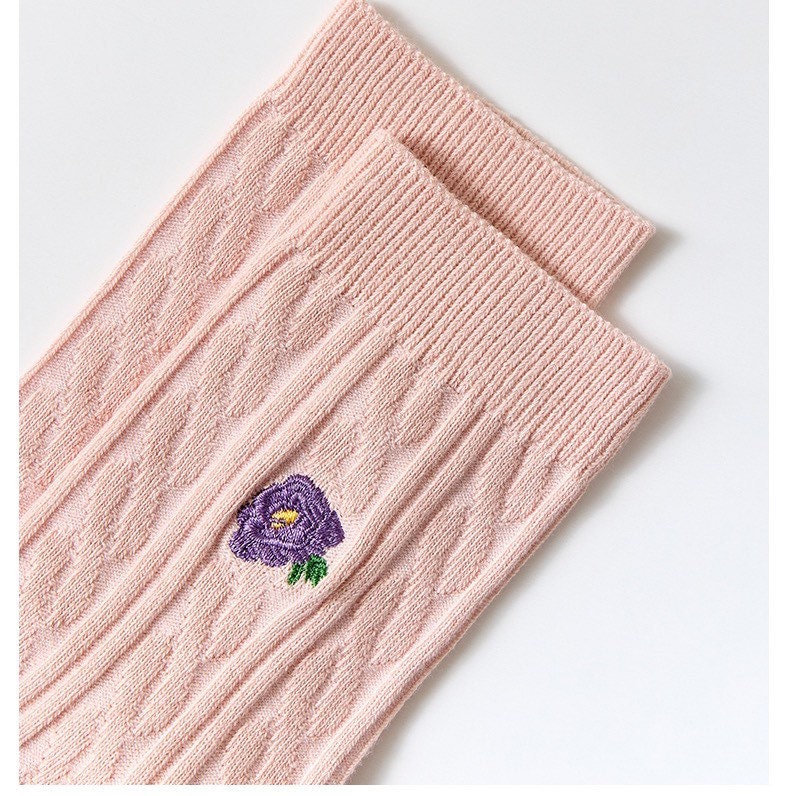 Miss June’s | Set of 3 pairs cotton socks | Cute | Pink | daily | Patterned | Designed | Women | Gift Idea | Casual | Stylish | Comfortable