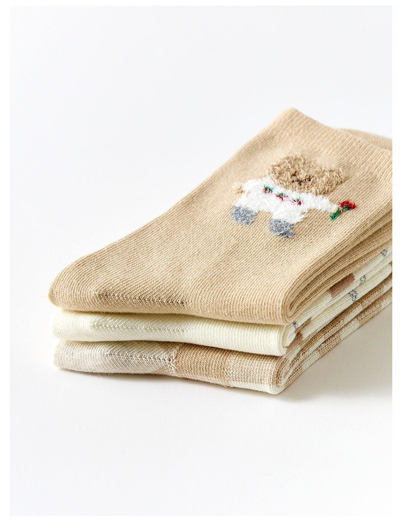 Miss June’s | Set of 3 pairs cotton socks | Cute | Pink | daily | Patterned | Designed | Women | Gift Idea | Casual | Stylish | Comfortable