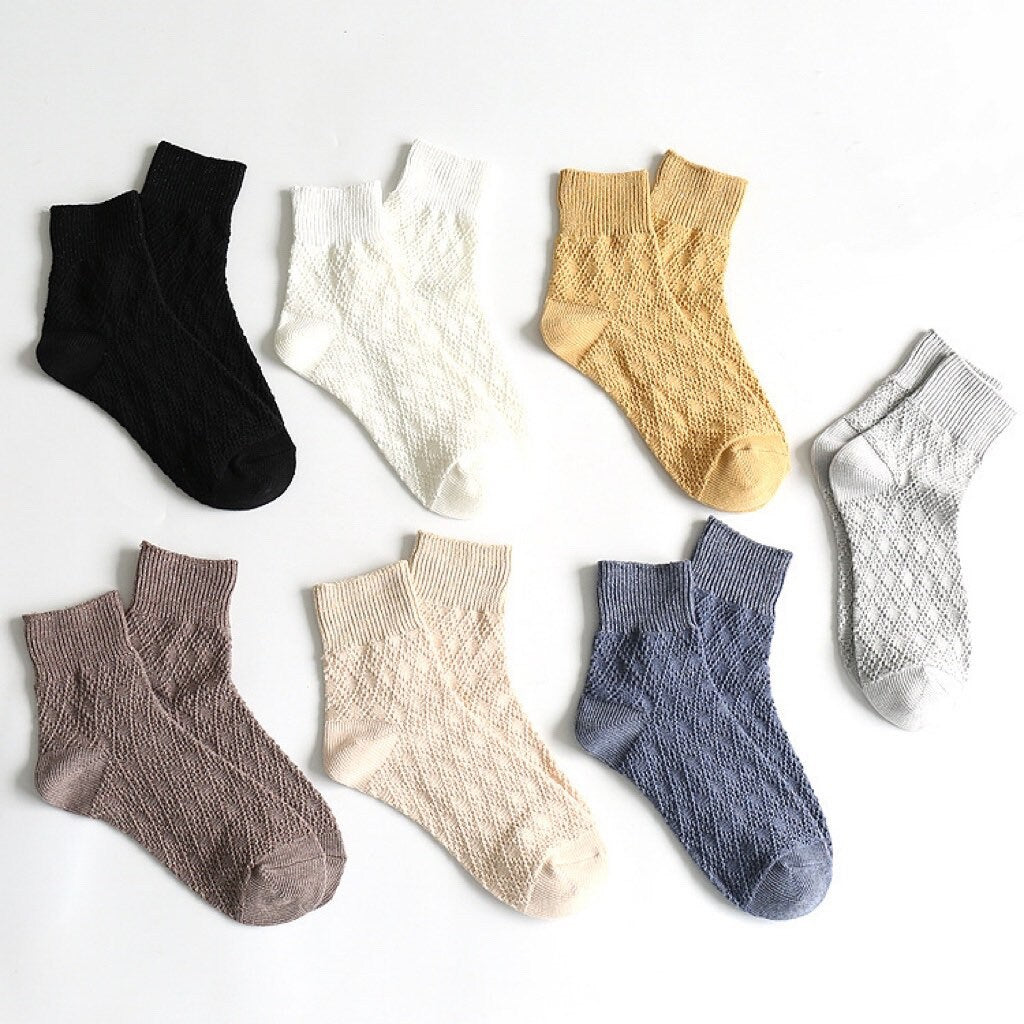 Miss June’s | Women’s | 1 pair cotton lace socks｜Daily | Natural | Soft |  | Solid color | Gift Idea | Casual | Comfortable | summer | Light