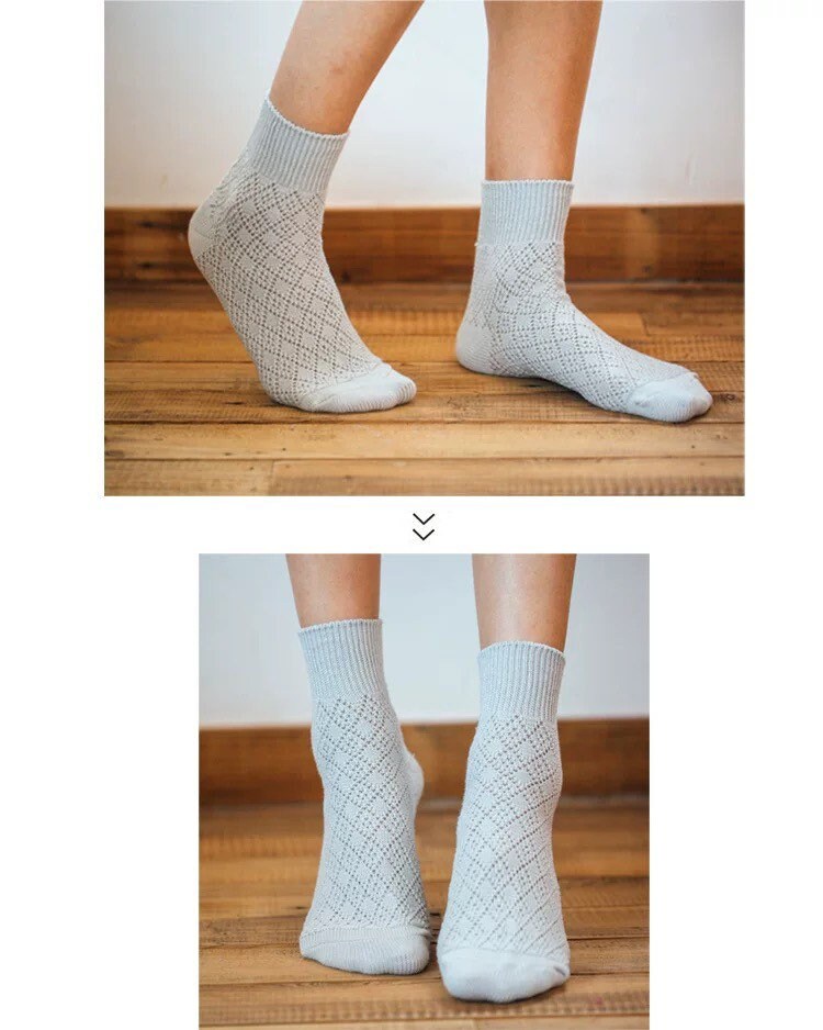 Miss June’s | Women’s | 1 pair cotton lace socks｜Daily | Natural | Soft |  | Solid color | Gift Idea | Casual | Comfortable | summer | Light