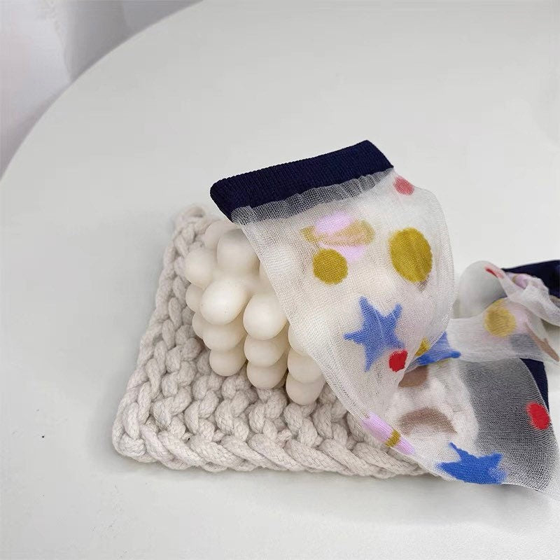 Miss June’s | Women’s Glass Silk-like Transparent socks | Cute | Colorful | Summer | Planet | Gift Idea | Casual | Comfortable |Art