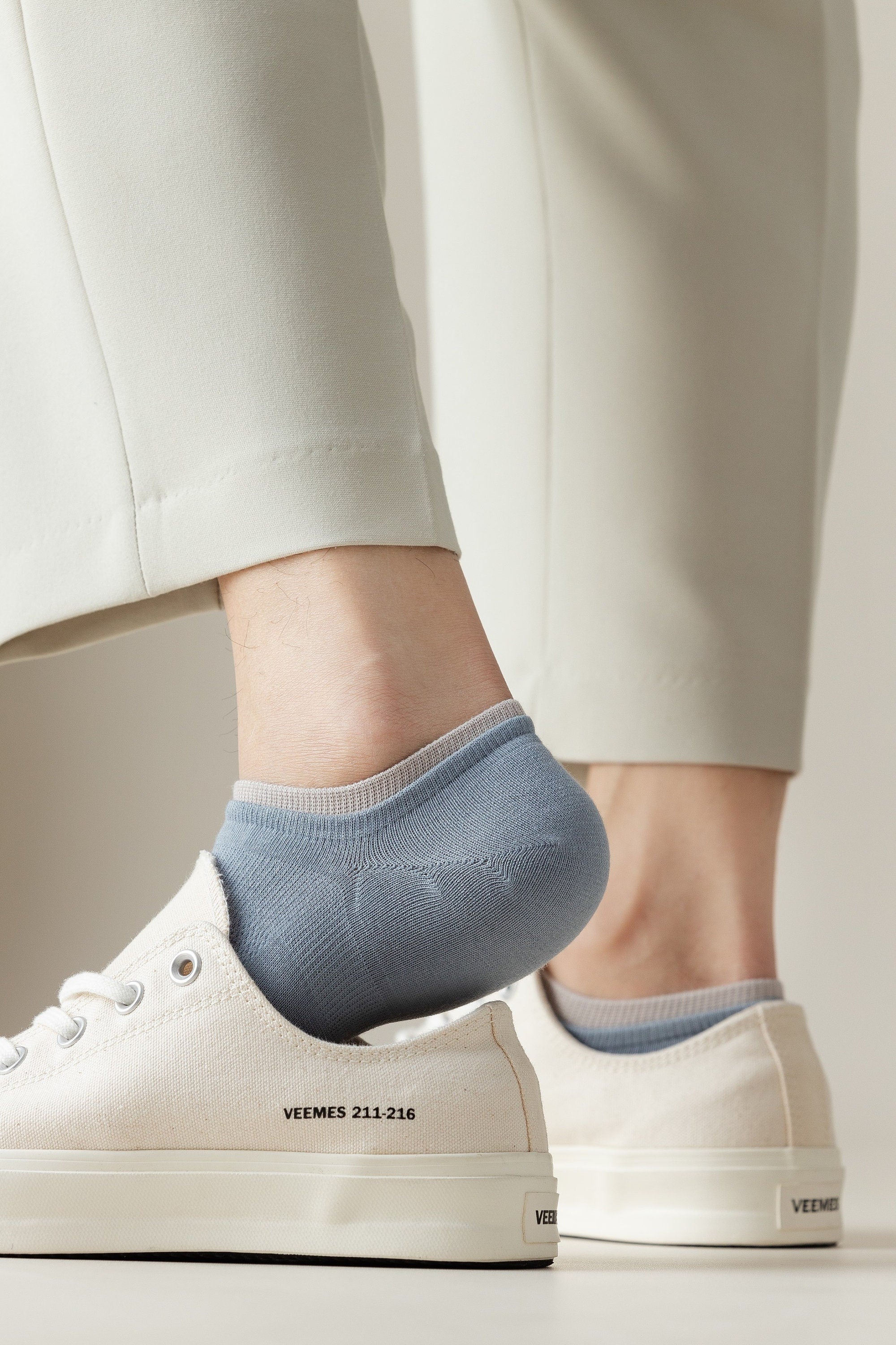 Miss June’s | Men’s | 1 pair Cotton ankle socks | No show | Daily | Natural | Soft  | Solid color | Gift Idea | Casual | Summer