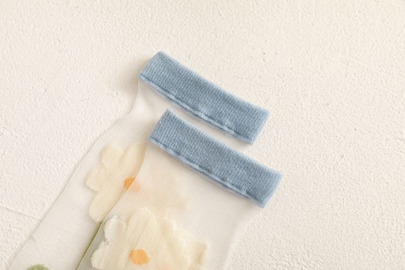Miss June’s | Women’s Glass Silk-like Transparent socks | Cute | Colorful | Summer | Patterned | Gift Idea | Casual | Comfortable |Art|
