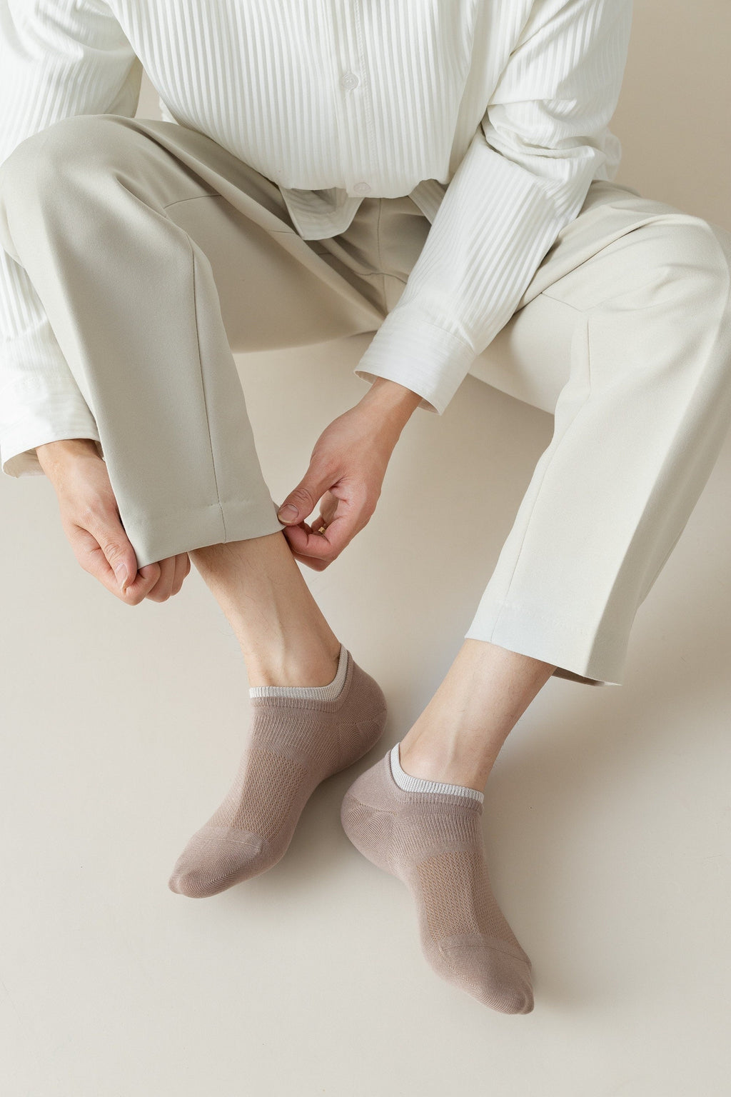 Miss June’s | Men’s | 1 pair Cotton ankle socks | No show | Daily | Natural | Soft  | Solid color | Gift Idea | Casual | Summer