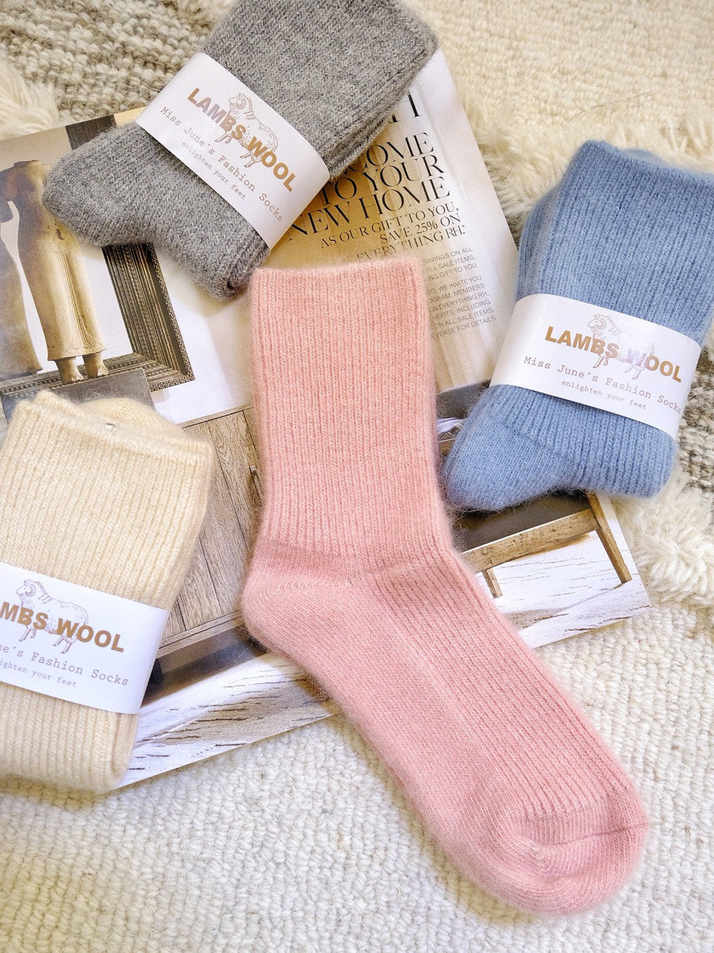 Miss June’s| 1 Pair  Cashmere Wool blended socks|Size5–7 | winter| Warm | Soft | High quality| Gift idea | Thanksgiving |women’s socks| Cozy