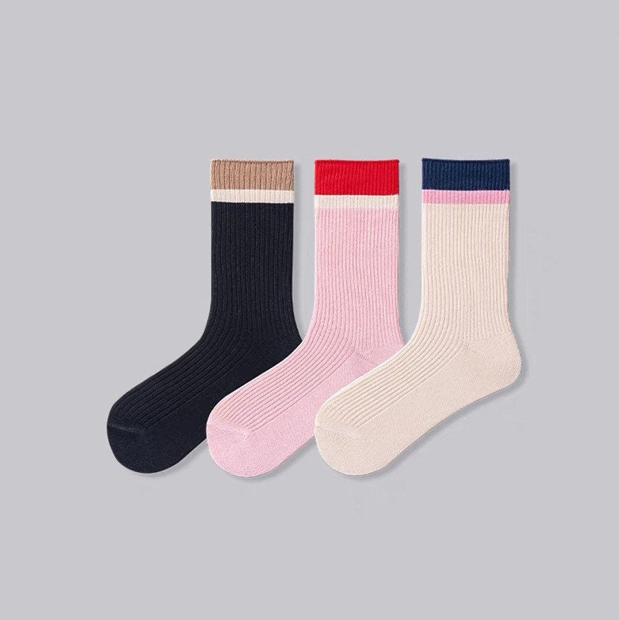 Miss June’s | Women’s | 1 pair cotton socks｜Daily | Natural | Soft | Designed | Solid color | Gift Idea | Casual | Stylish | Comfortable