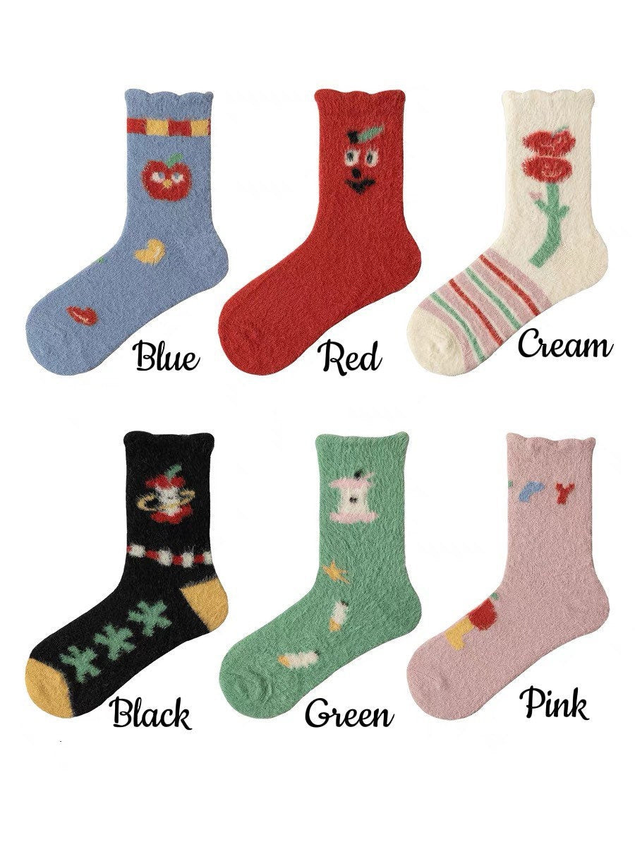 Miss June’s | Women’s | 1 pair | Sleep socks | Cute | Fuzzy | Home wear | Warm | Soft | Gift Idea | Casual | Cozy| Animals| Comfort | Winter
