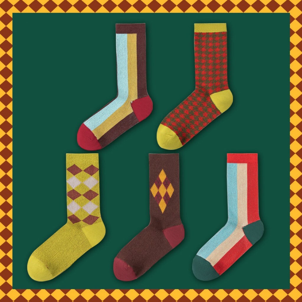 Miss June’s| 3 pair vintage  holiday socks ｜Women’s | Creative | Colorful | Cute | Knit | Designed | Warm | Gift Idea | Cozy | Christmas