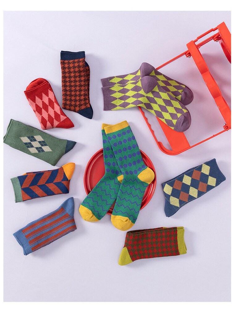 Miss June’s| 3 pair vintage  holiday socks ｜Women’s | Creative | Colorful | Cute | Knit | Designed | Warm | Gift Idea | Cozy | Christmas