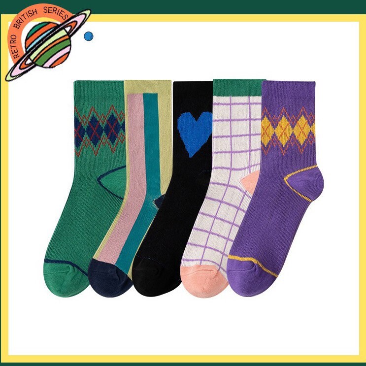 Miss June’s| 4 pair vintage  holiday socks ｜Women’s | Creative | Colorful | Cute | Knit | Designed | Warm | Gift Idea | Cozy | Christmas