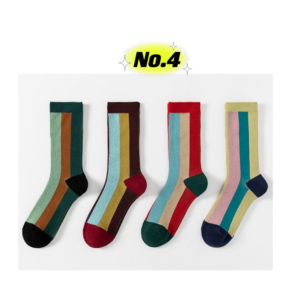 Miss June’s| 4 pair vintage  holiday socks ｜Women’s | Creative | Colorful | Cute | Knit | Designed | Warm | Gift Idea | Cozy | Christmas