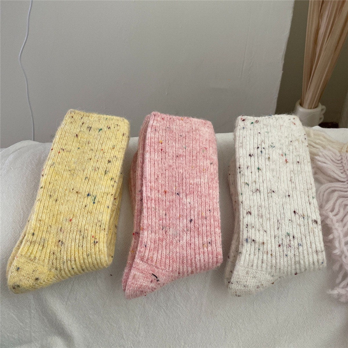 Miss June’s |  Women’s | 1 pair of socks｜Colorful | Warm | Wool | Winter | Soft |Gift Idea | Casual | Daily | Comfortable| Cozy