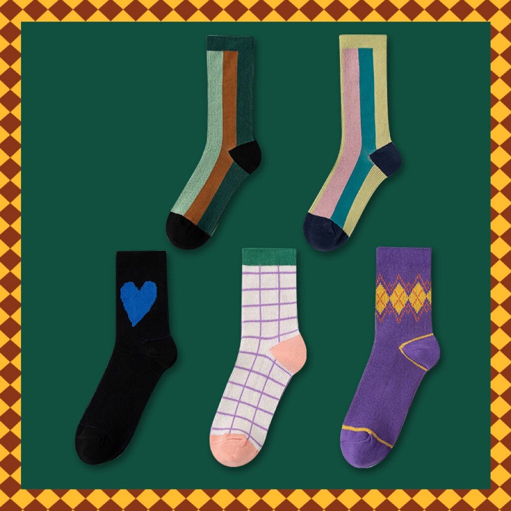 Miss June’s| 4 pair vintage  holiday socks ｜Women’s | Creative | Colorful | Cute | Knit | Designed | Warm | Gift Idea | Cozy | Christmas