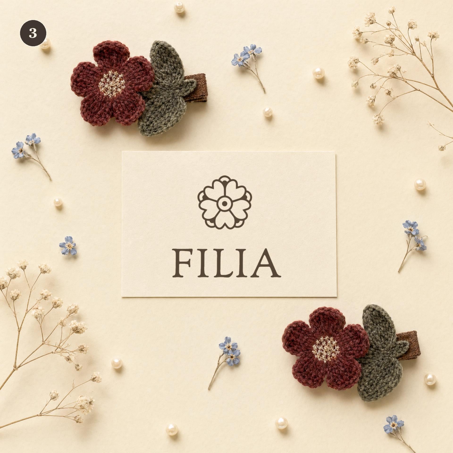 3 Burgundy Flower