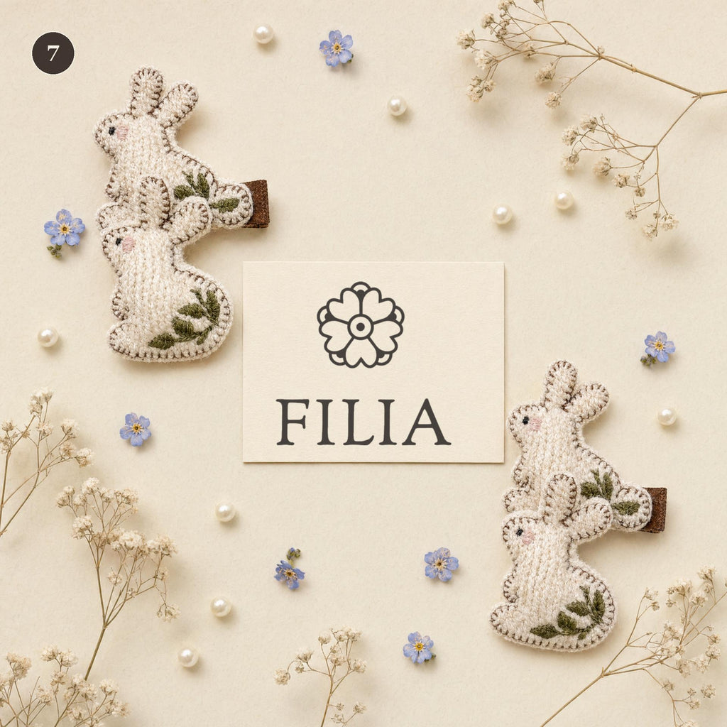 7 White Felt Bunny